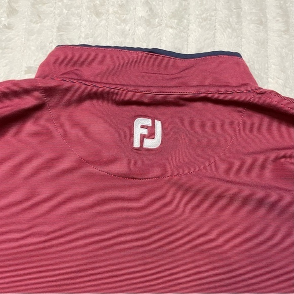 FootJoy FJ Long Sleeve Quarter Zip‎ Pullover Burgundy Red Navy Size Large - Picture 4 of 8